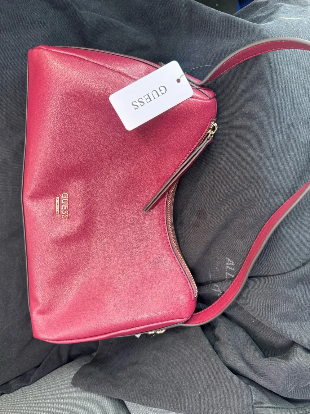Guess Cherry Red Pebbled Crossbody Shoulder Bag